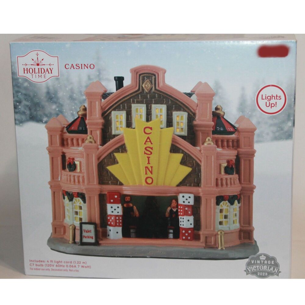 Holiday Time Gambling Casino Lighted Porcelain Christmas Village Building